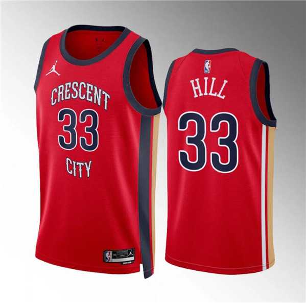 Men%27s New Orleans Pelicans #33 Malcolm Hill Red Statement Edition Stitched Basketball Jersey Dzhi